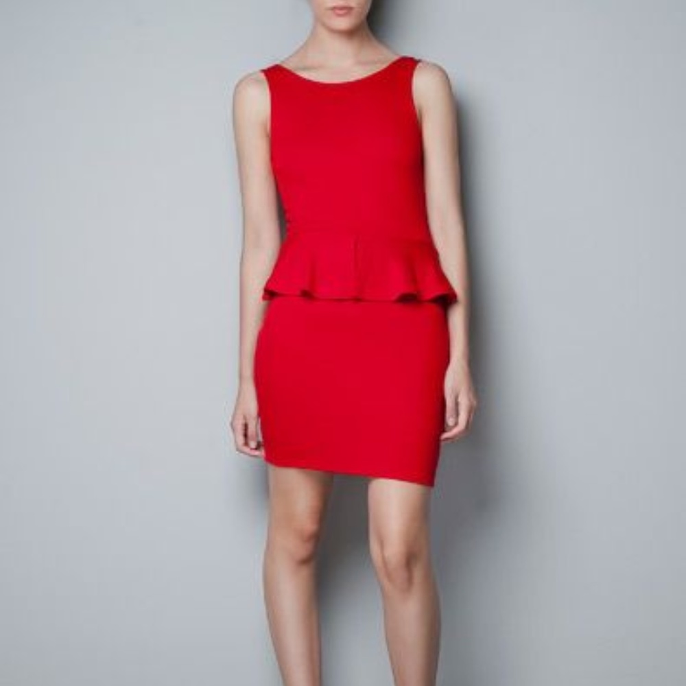 Red Peplum Dress NWOT Size Small